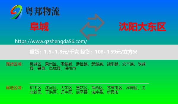 阜城县到大东区物流专线