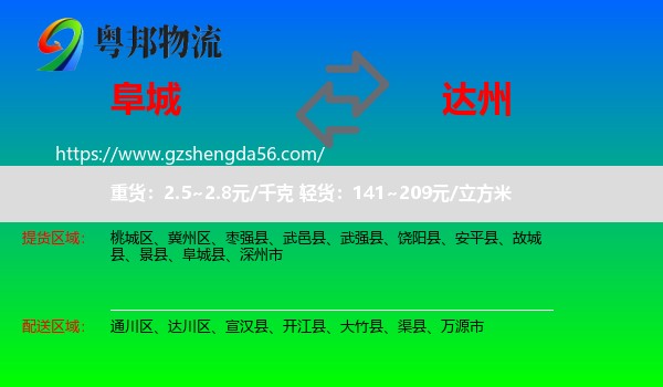 阜城县到达州物流专线