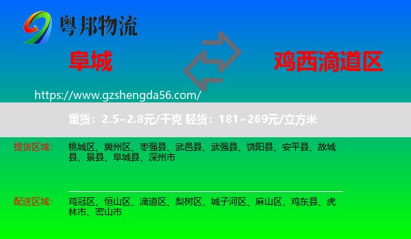 阜城县到滴道区物流专线
