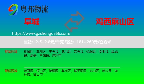 阜城县到麻山区物流专线
