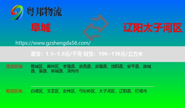 阜城县到太子河区物流专线