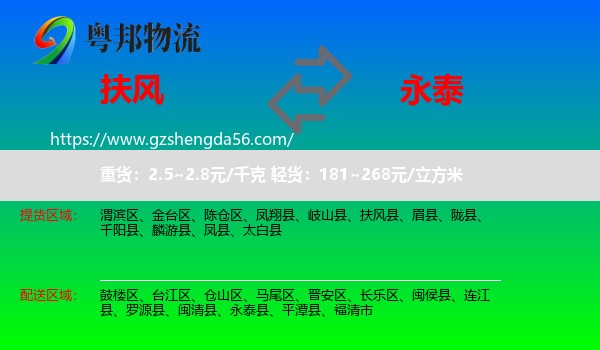 扶风县到永泰县物流专线