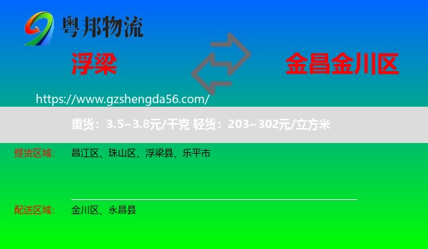 浮梁县到金川区物流专线