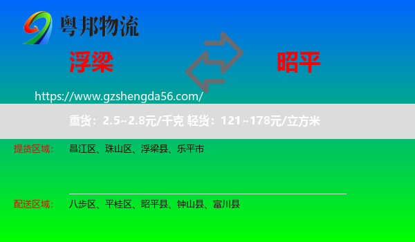 浮梁县到昭平县物流专线