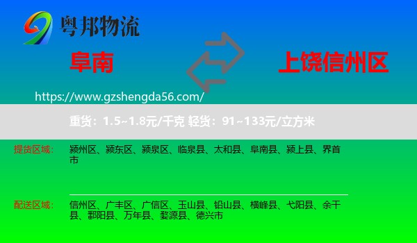 阜南县到信州区物流专线
