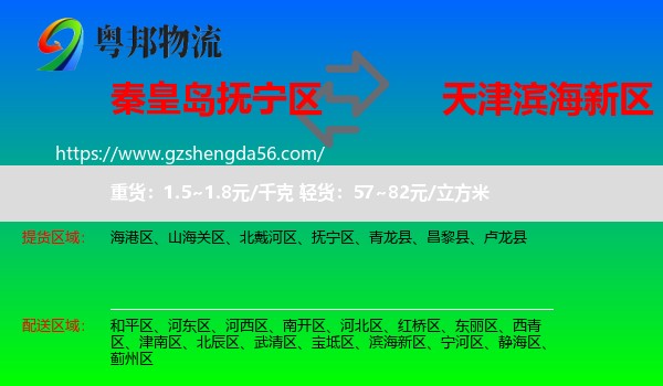抚宁区到滨海新区物流专线