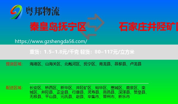 抚宁区到井陉矿区物流专线