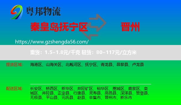 抚宁区到晋州市物流专线