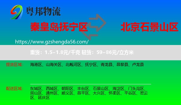抚宁区到石景山区物流专线