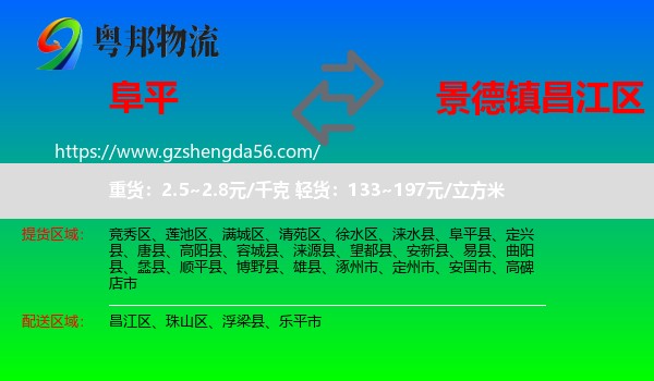 阜平县到昌江区物流专线
