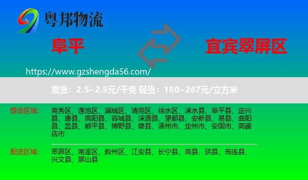 阜平县到翠屏区物流专线