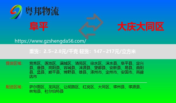 阜平县到大同区物流专线