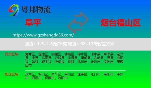 阜平县到福山区物流专线