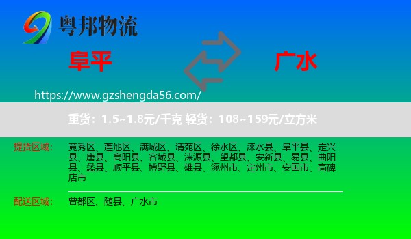 阜平县到广水市物流专线