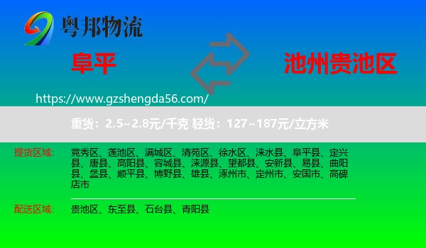 阜平县到贵池区物流专线