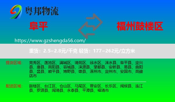 阜平县到鼓楼区物流专线