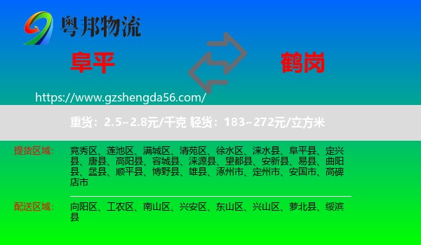 阜平县到鹤岗物流