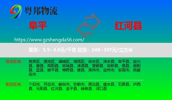 阜平县到红河县物流专线