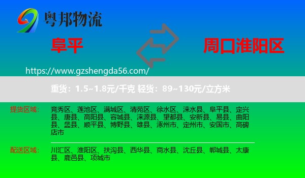 阜平县到淮阳区物流专线