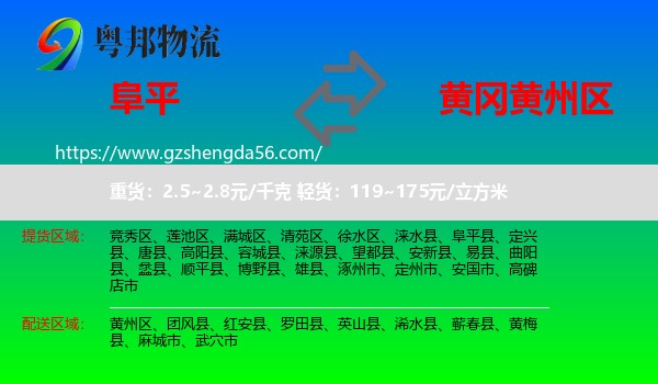阜平县到黄州区物流专线