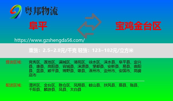 阜平县到金台区物流专线