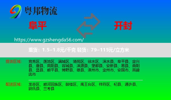 阜平县到开封物流