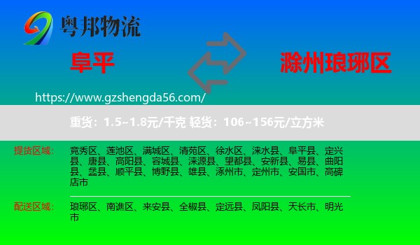 阜平县到琅琊区物流专线
