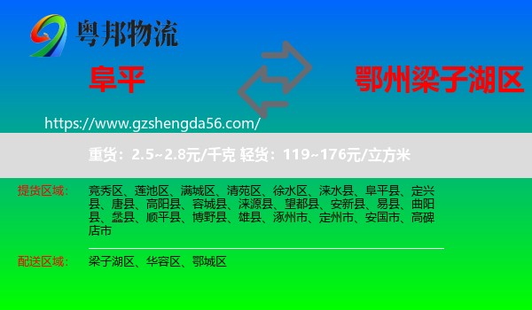 阜平县到梁子湖区物流专线