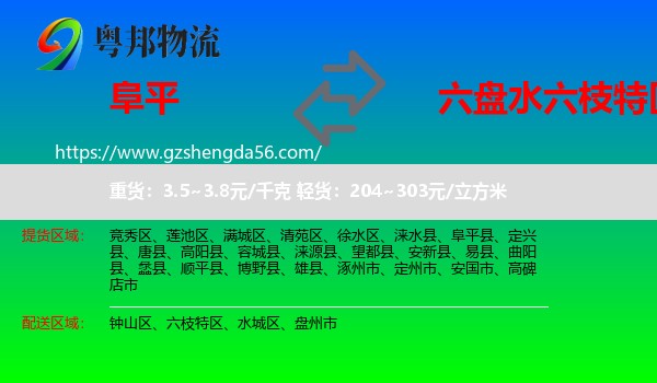 阜平县到六枝特区物流专线