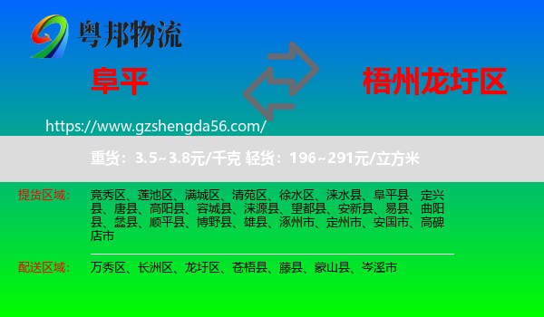 阜平县到龙圩区物流专线