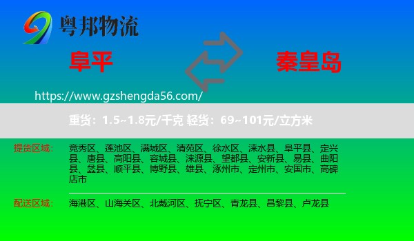 阜平县到秦皇岛物流