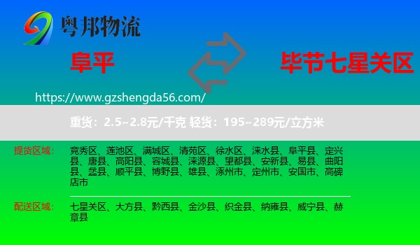 阜平县到七星关区物流专线