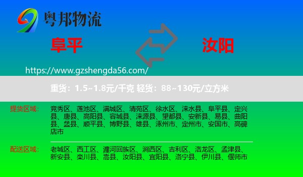 阜平县到汝阳县物流专线