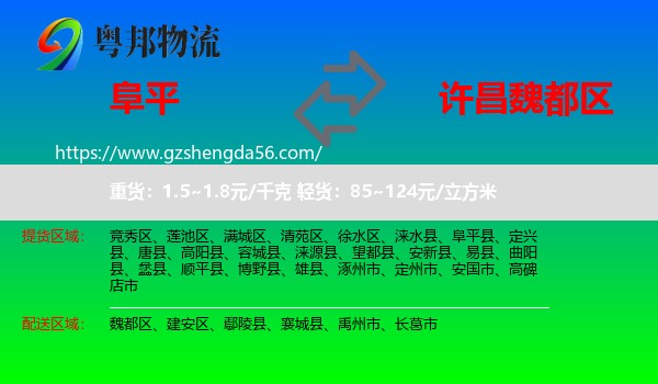阜平县到魏都区物流专线