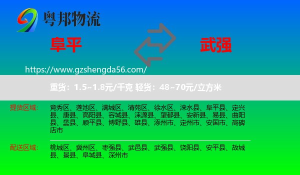 阜平县到武强县物流专线