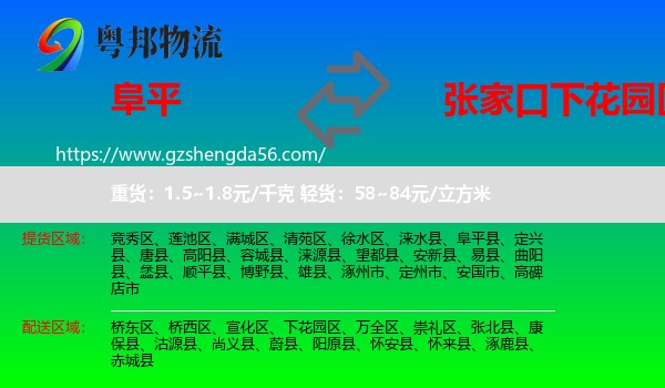 阜平县到下花园区物流专线