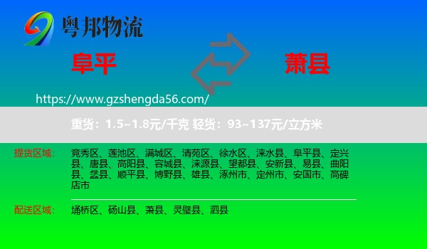 阜平县到萧县物流专线