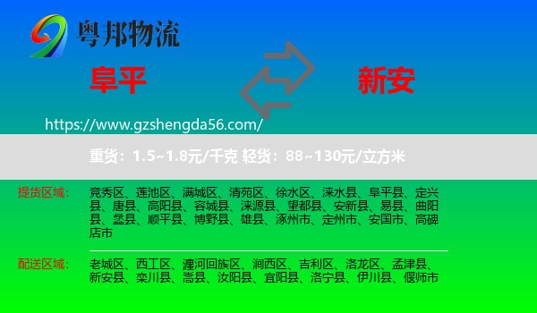 阜平县到新安县物流专线