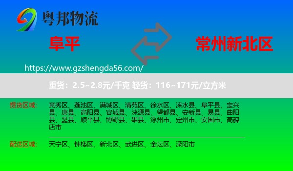 阜平县到新北区物流专线