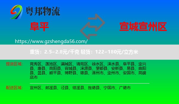 阜平县到宣州区物流专线