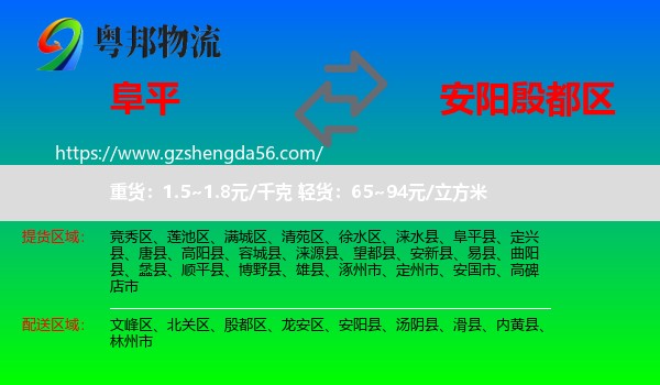 阜平县到殷都区物流专线