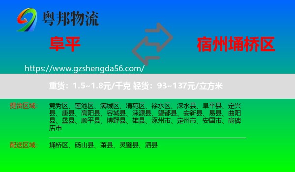 阜平县到埇桥区物流专线