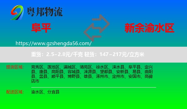阜平县到渝水区物流专线