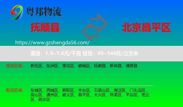 抚顺县到昌平区物流专线