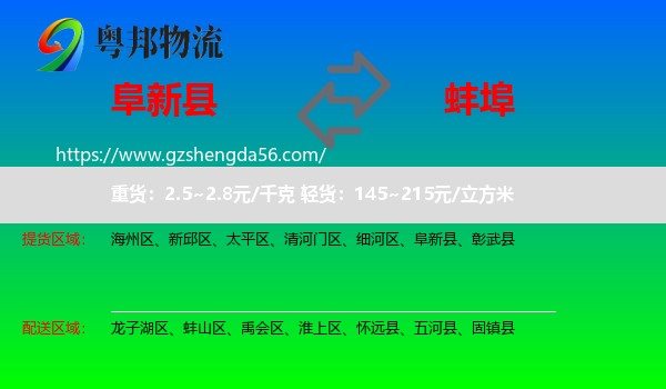 阜新县到蚌埠物流