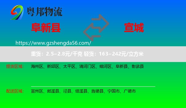 阜新县到宣城物流