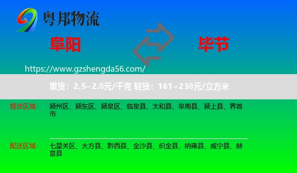 阜阳到毕节物流