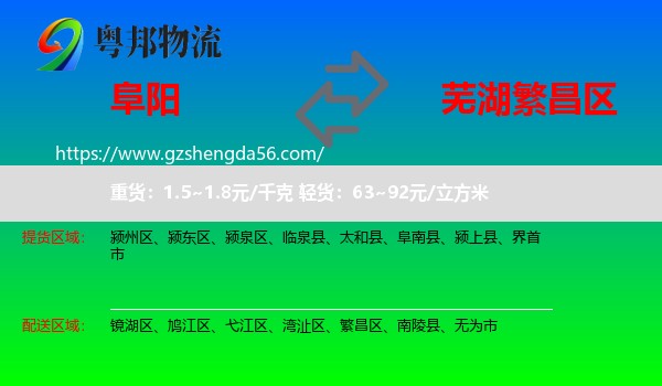 阜阳到繁昌区物流专线