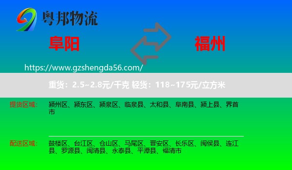 阜阳到福州专线