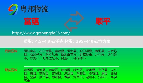 富蕴县到顺平县物流专线